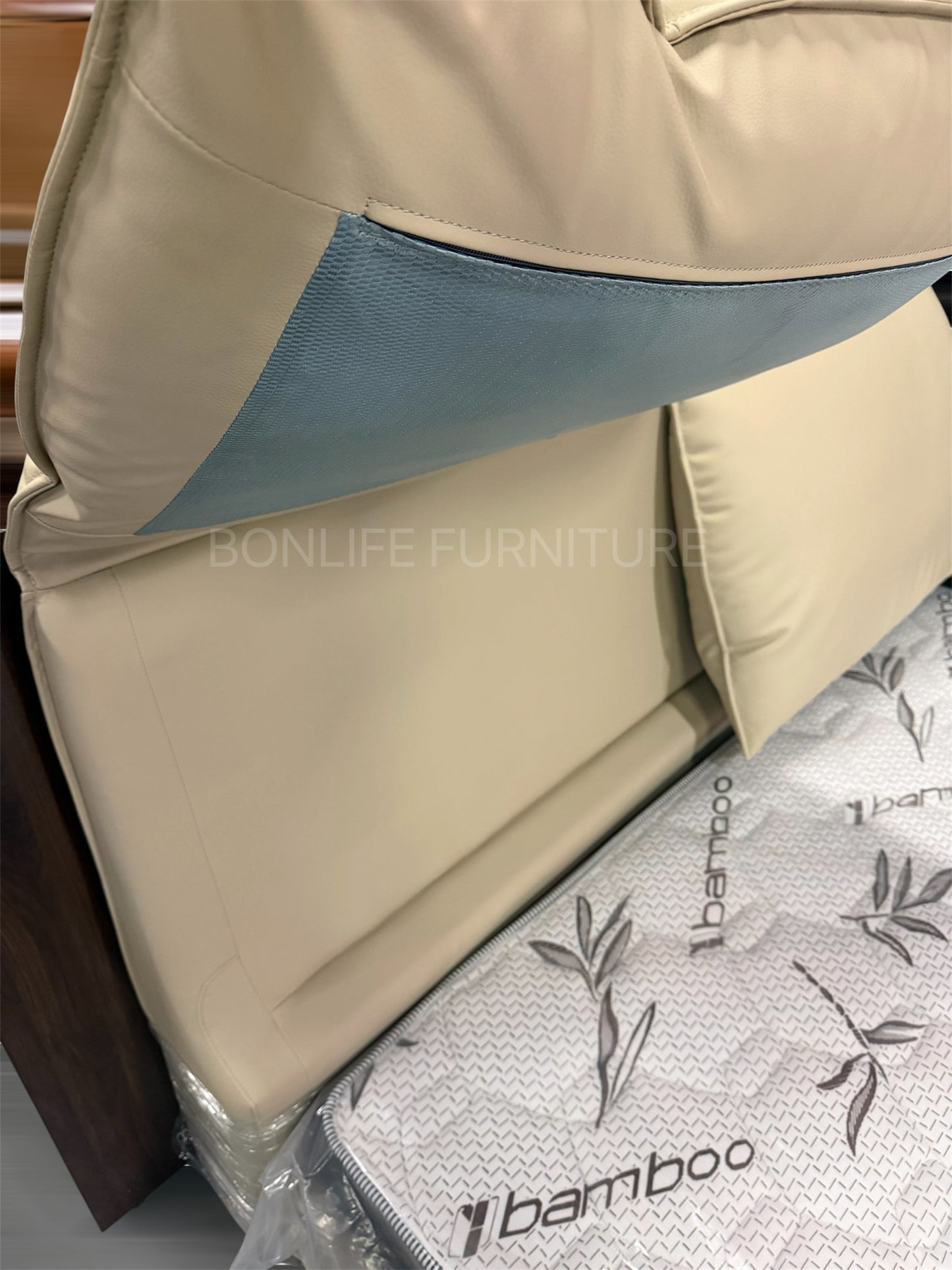 Modern Elephant Ear Upholstered Platform Bed – Premium Leather Headboard