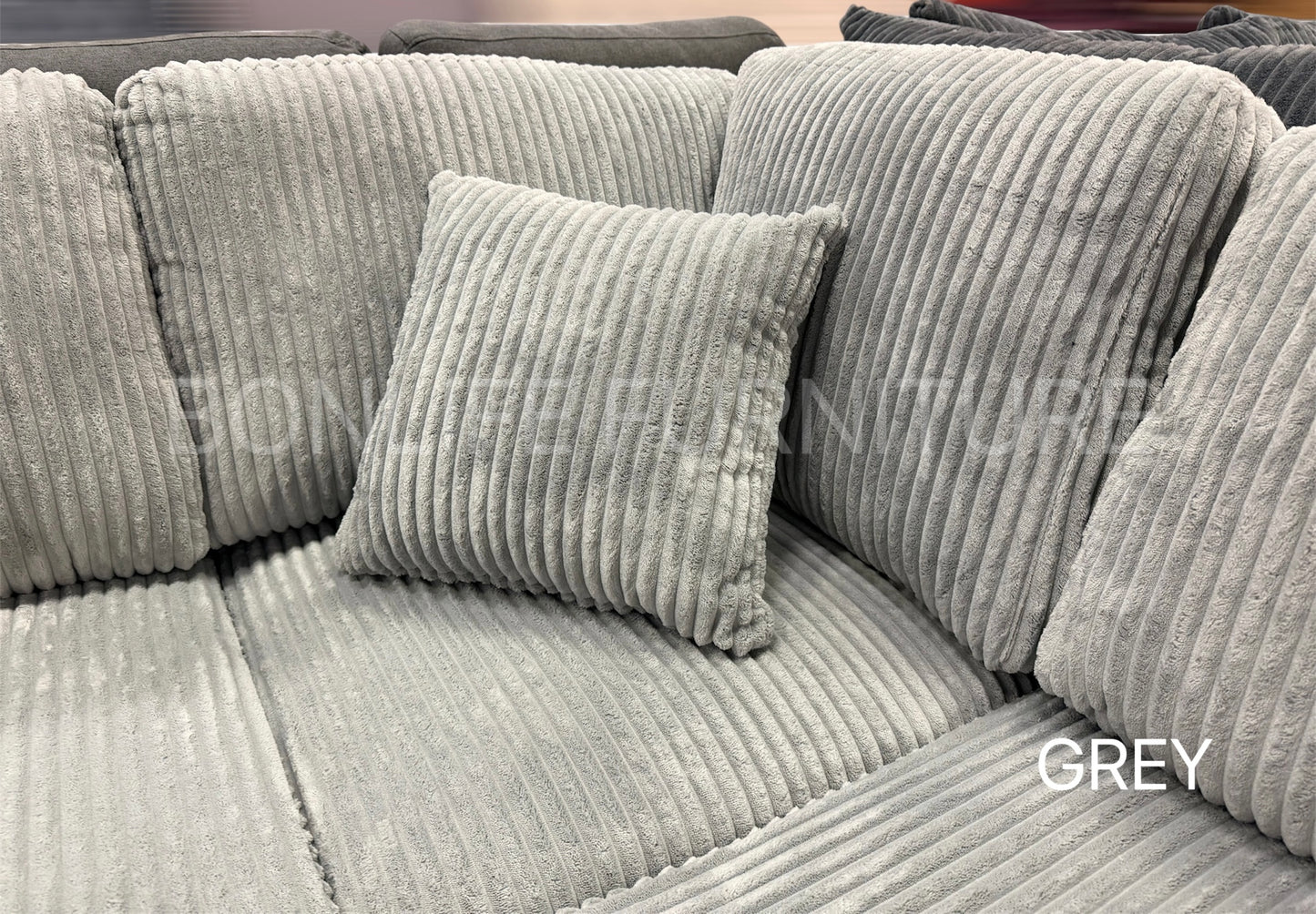 Corduroy Reversible Sectional Sofa with Storage Ottoman-D2509