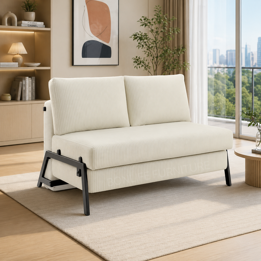 Modern Corduroy Convertible Sofa Bed – Compact 2-in-1 Sleeper-D2504