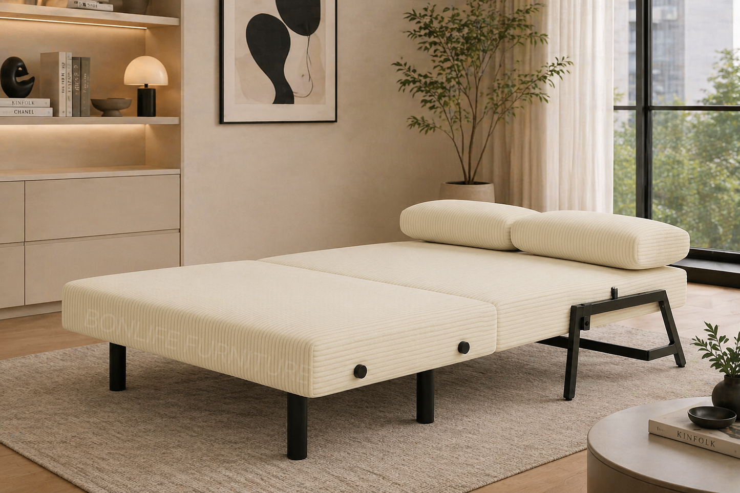 Modern Corduroy Convertible Sofa Bed – Compact 2-in-1 Sleeper-D2504