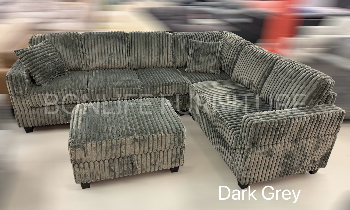 Modern Modular Corduroy Sectional Sofa with Storage Ottoman-GILLIAN