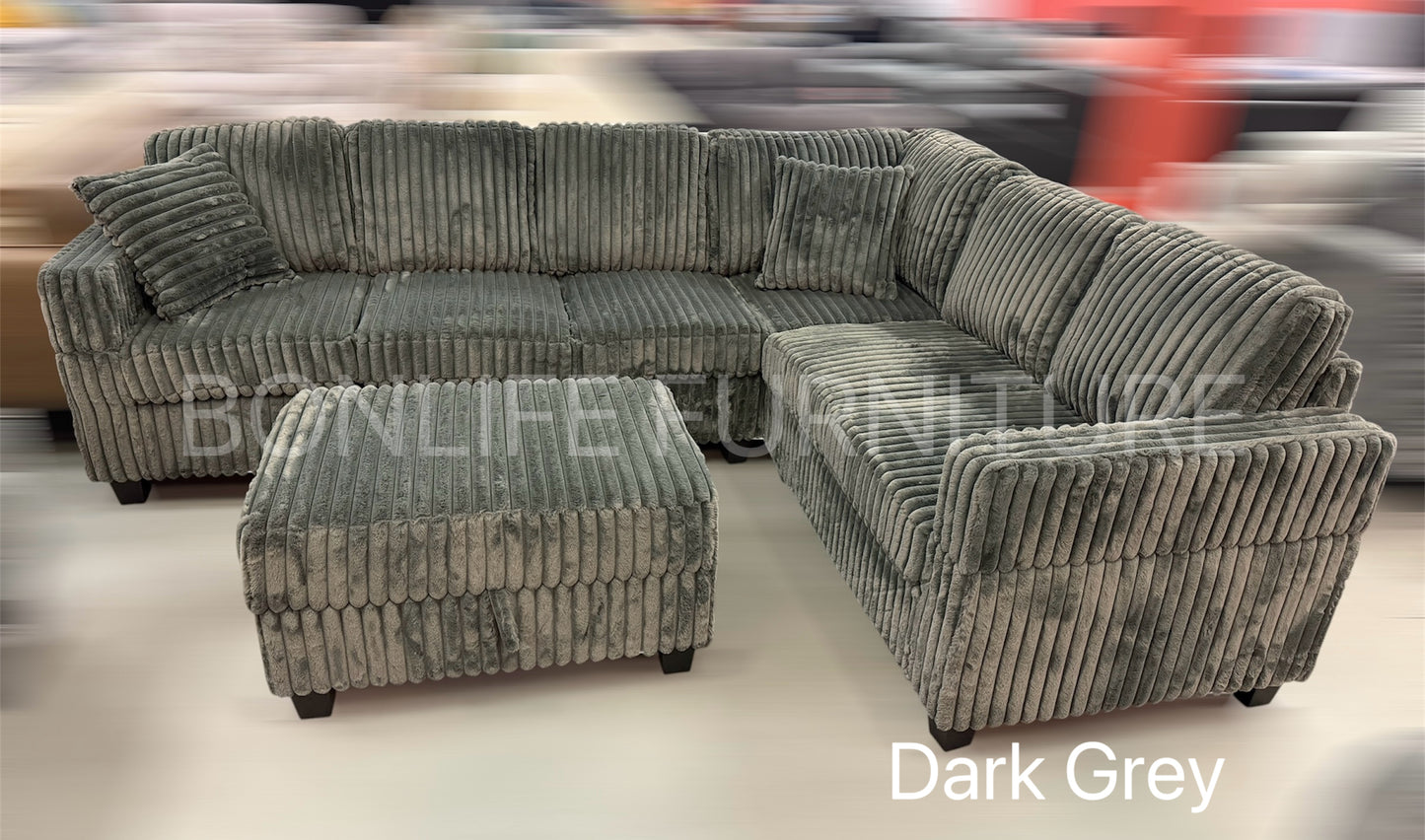 Modern Modular Corduroy Sectional Sofa with Storage Ottoman-GILLIAN