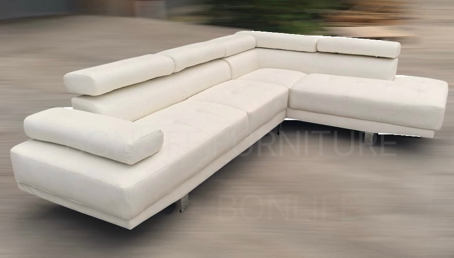 Modern Gel Leather Sectional Sofa with Adjustable Backrests-GMontero