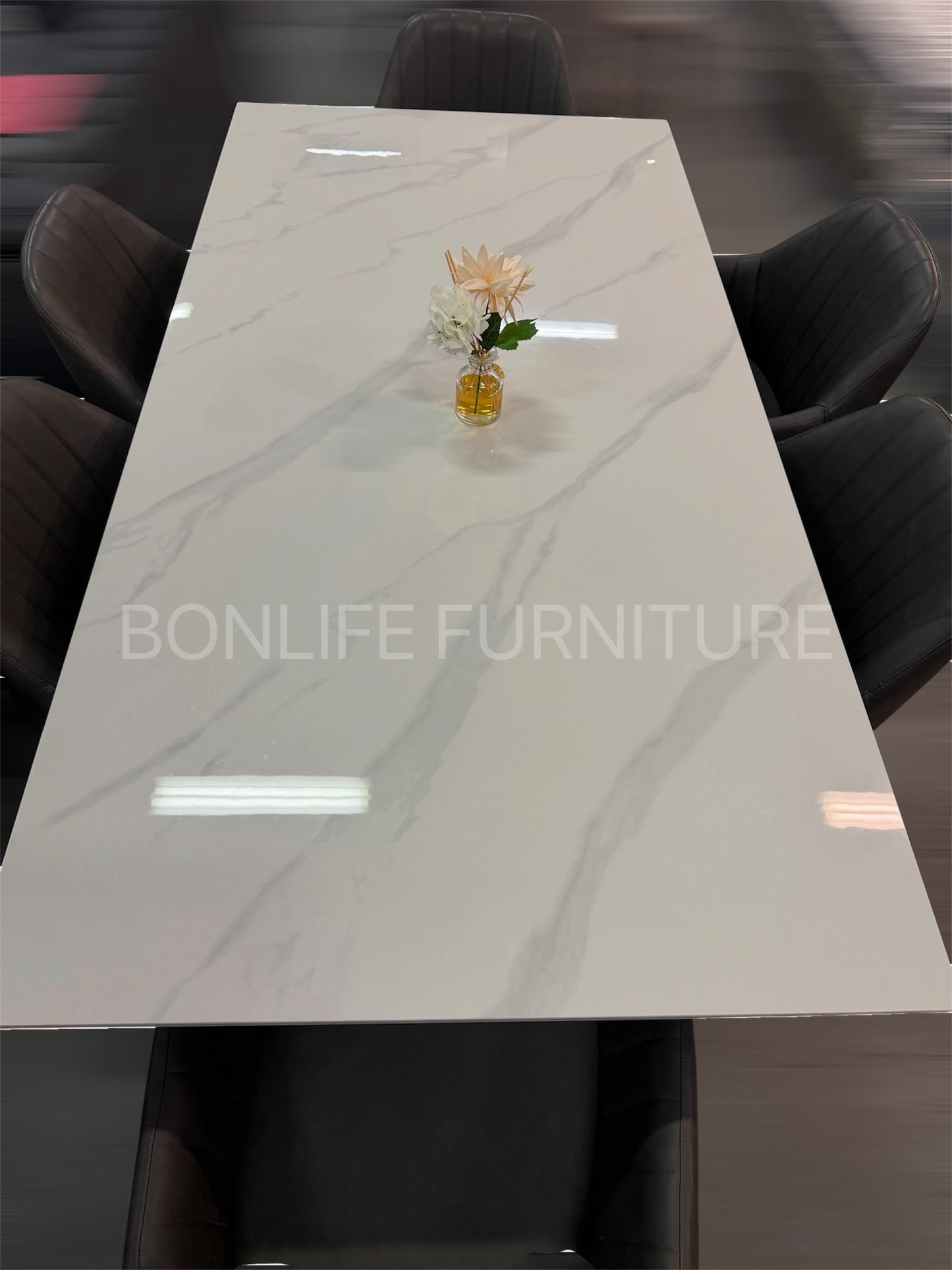 Modern 7-Piece Dining Set with Sintered Stone Table & Upholstered Chairs-I1550(1416C)