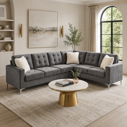 Modern Reversible Velvet Sectional Sofa-D2505