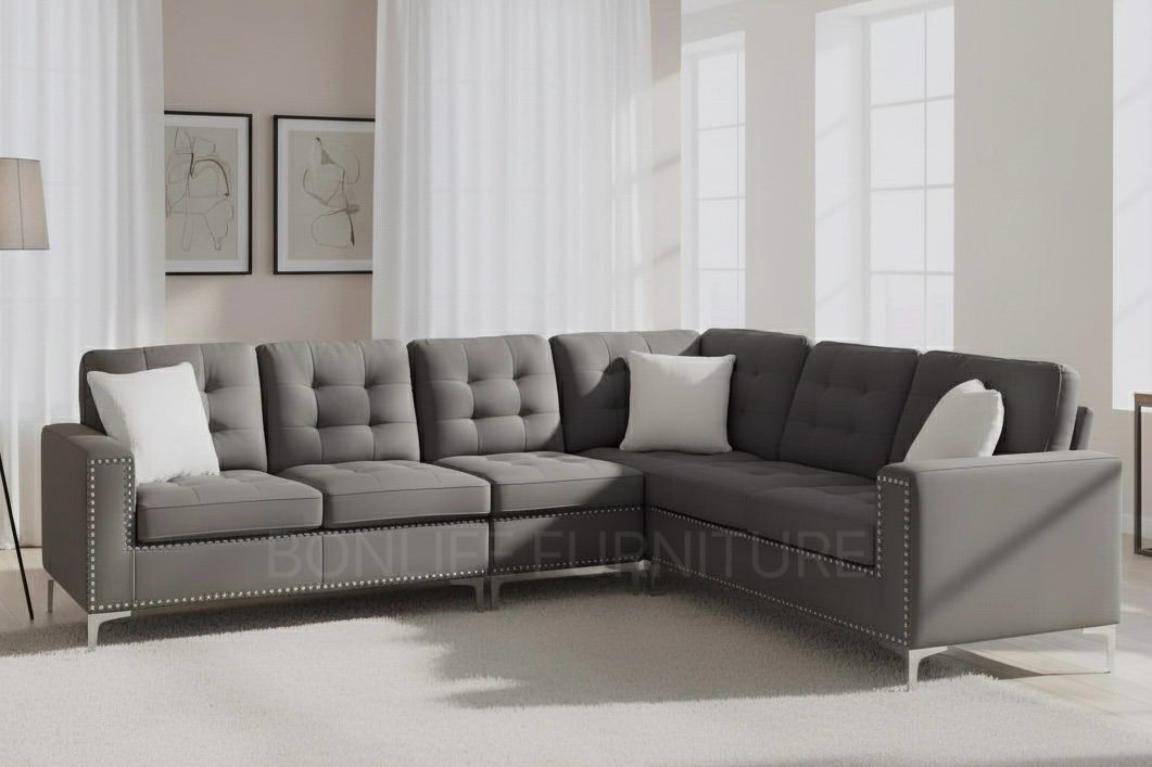 Modern Reversible Velvet Sectional Sofa-D2201
