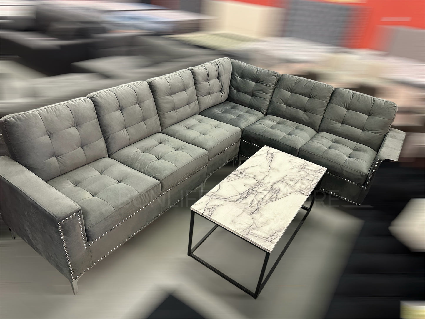 Modern Reversible Velvet Sectional Sofa-D2201