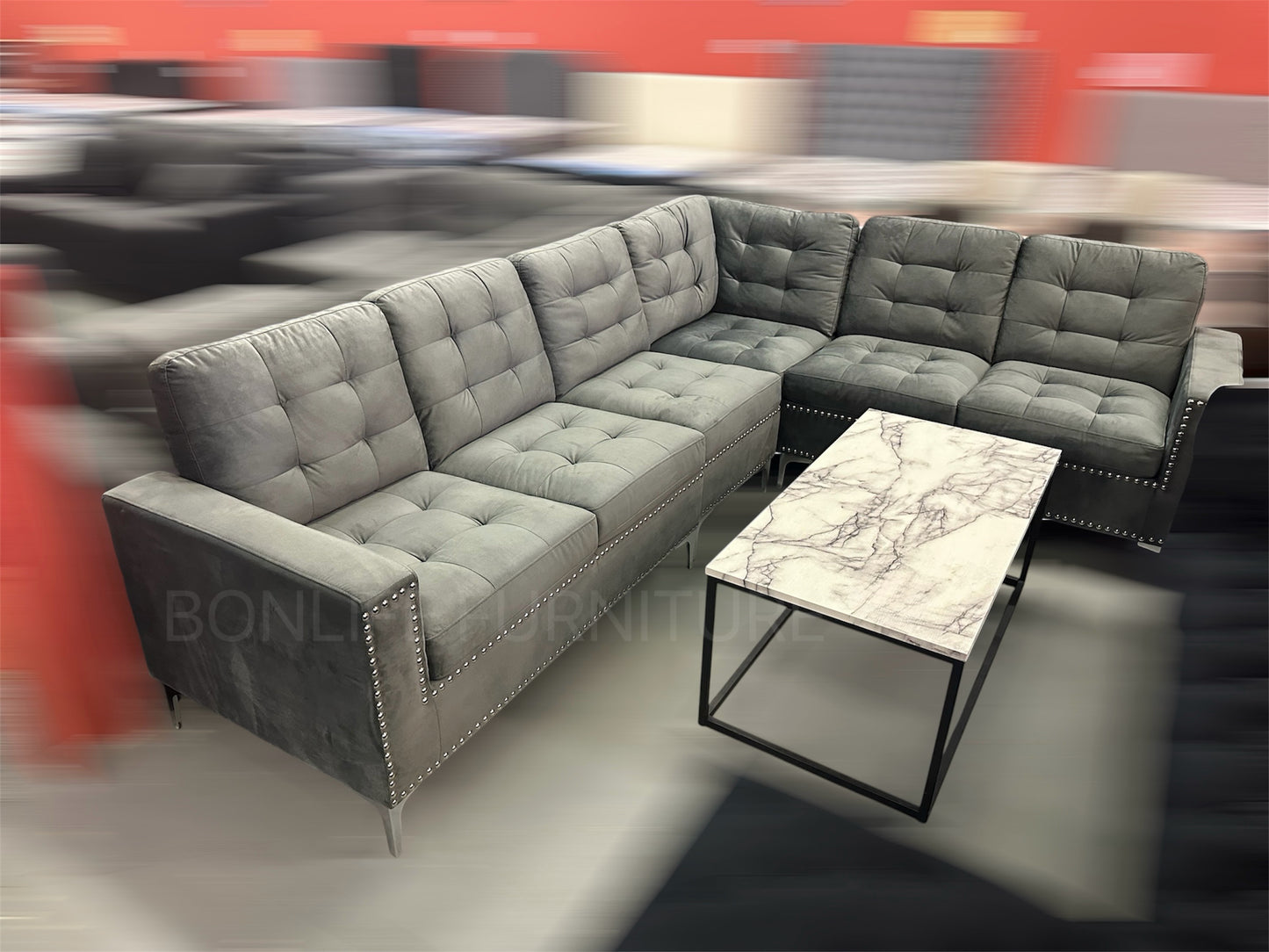 Modern Reversible Velvet Sectional Sofa-D2201