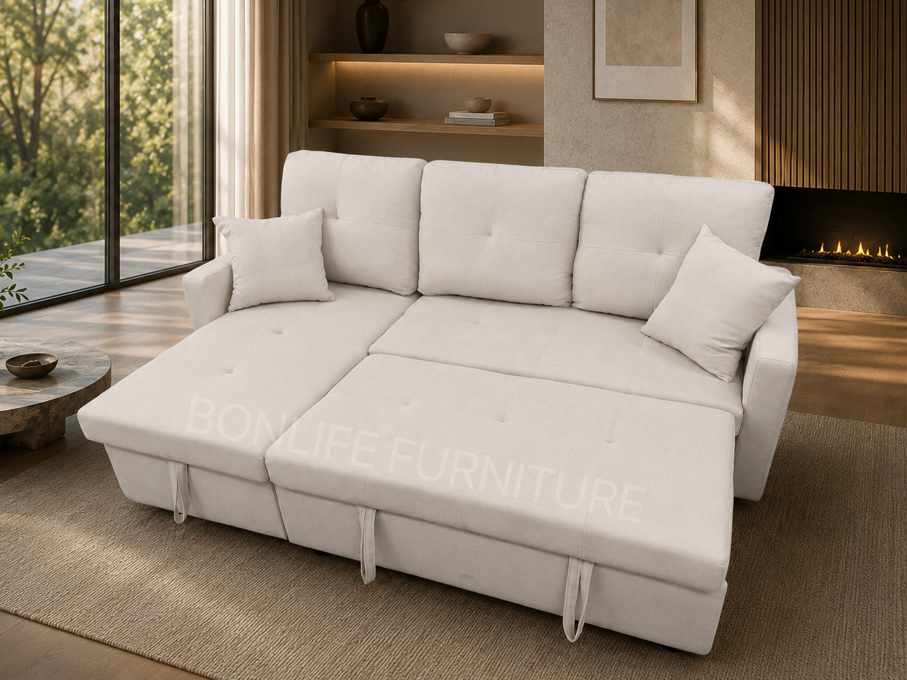 Convertible Reversible Sectional Sofa Bed with Storage-D1866