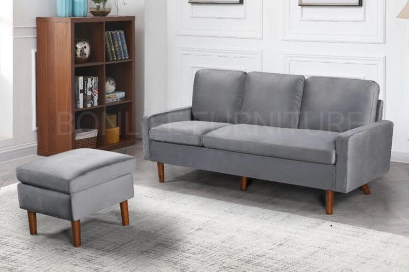 Compact Reversible Velvet Chaise Sofa -D2213