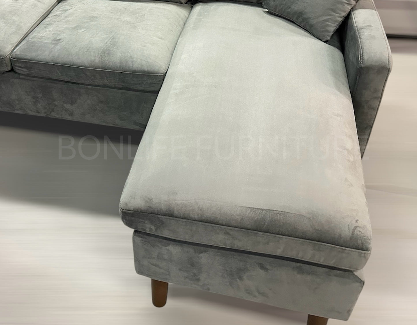 Compact Reversible Velvet Chaise Sofa -D2213