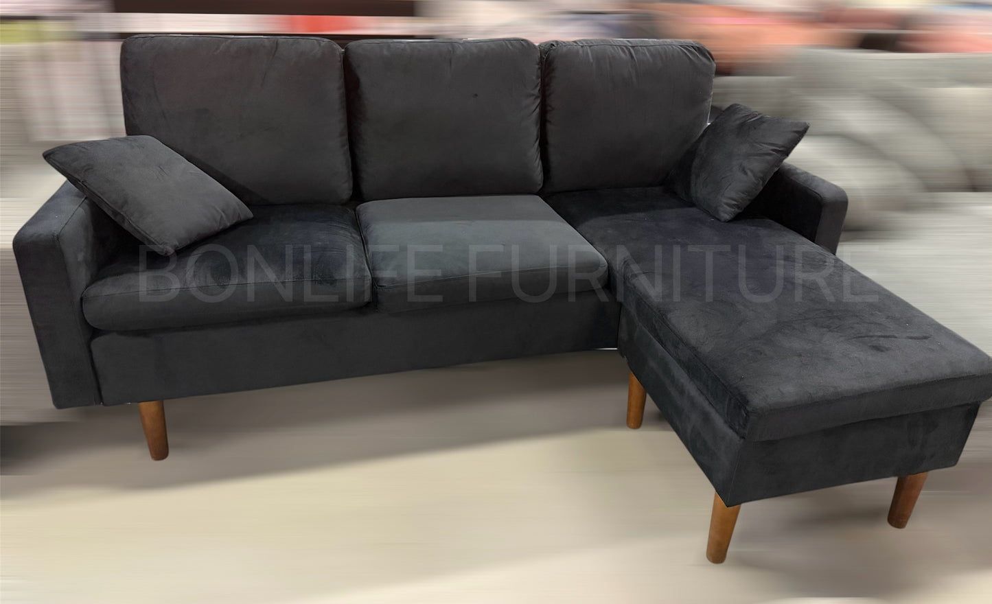 Compact Reversible Velvet Chaise Sofa -D2213