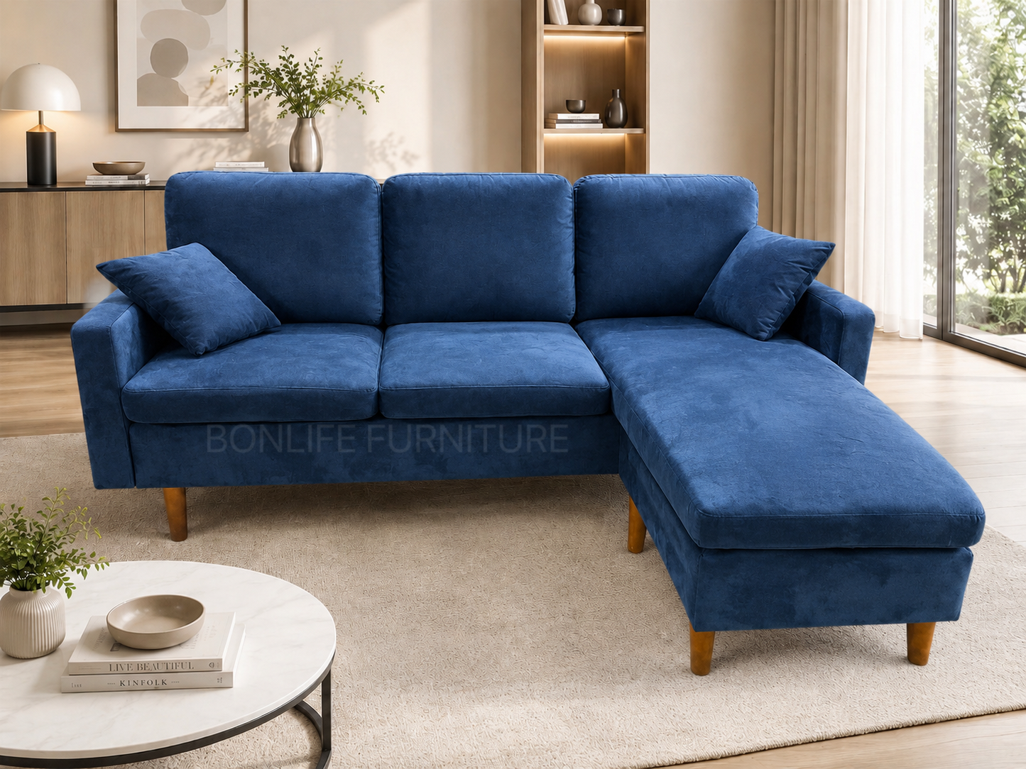 Compact Reversible Velvet Chaise Sofa -D2213