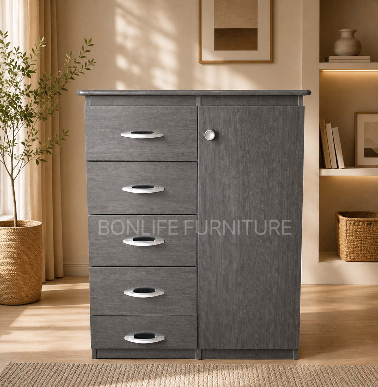 5 Drawer Storage Cabinet with Door-R117