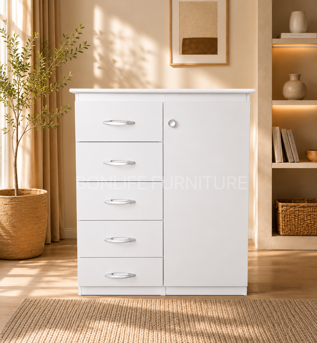 5 Drawer Storage Cabinet with Door-R117