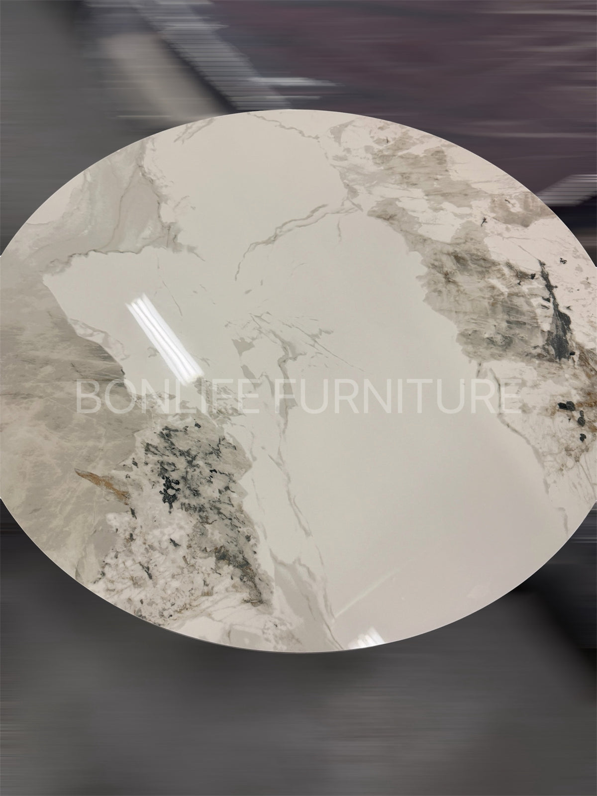 Modern 5-Piece Round Dining Set with Chanel Stone Table Top-I1650