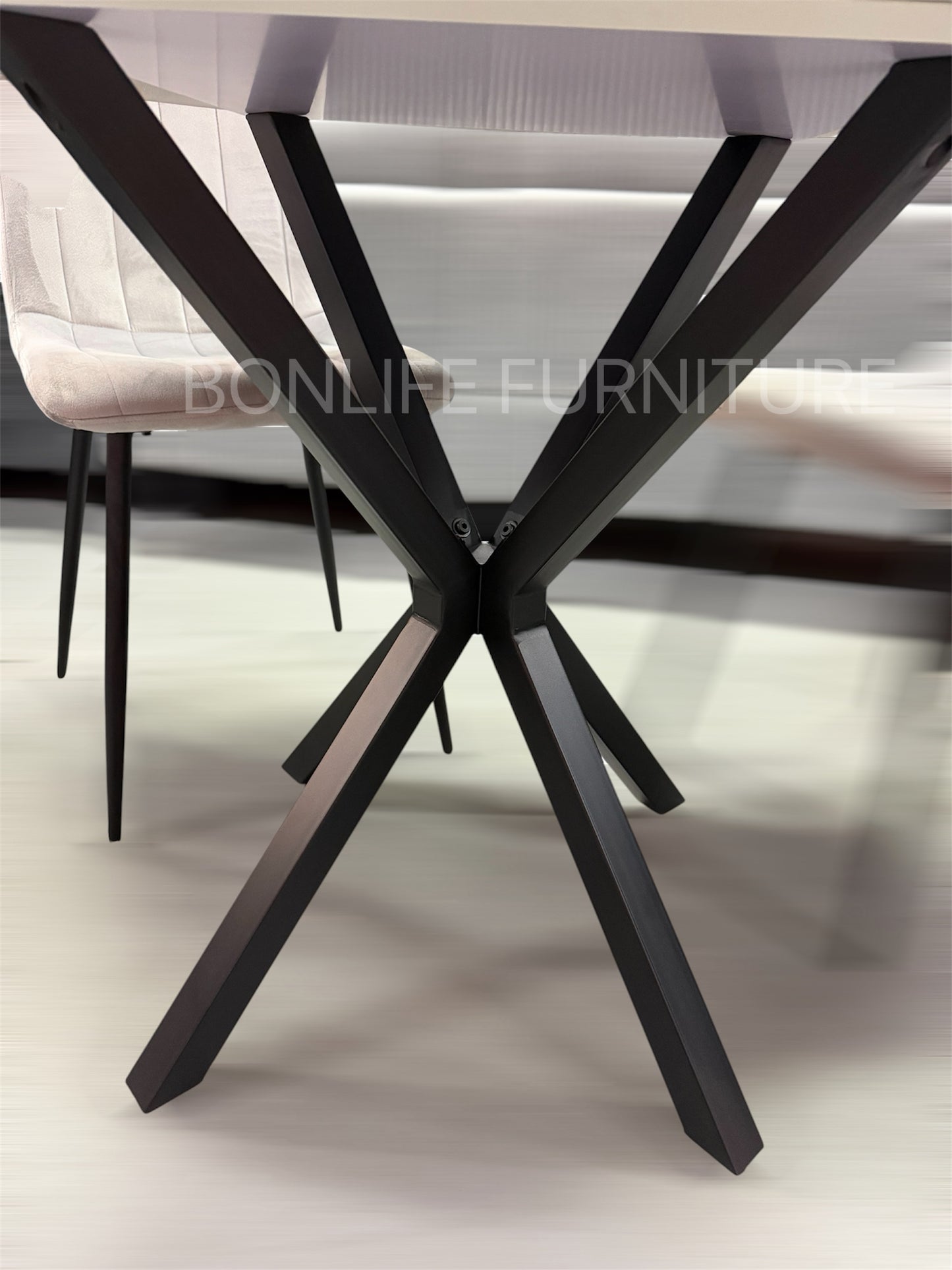 Modern 5-Piece Round Dining Set with Chanel Stone Table Top-I1650
