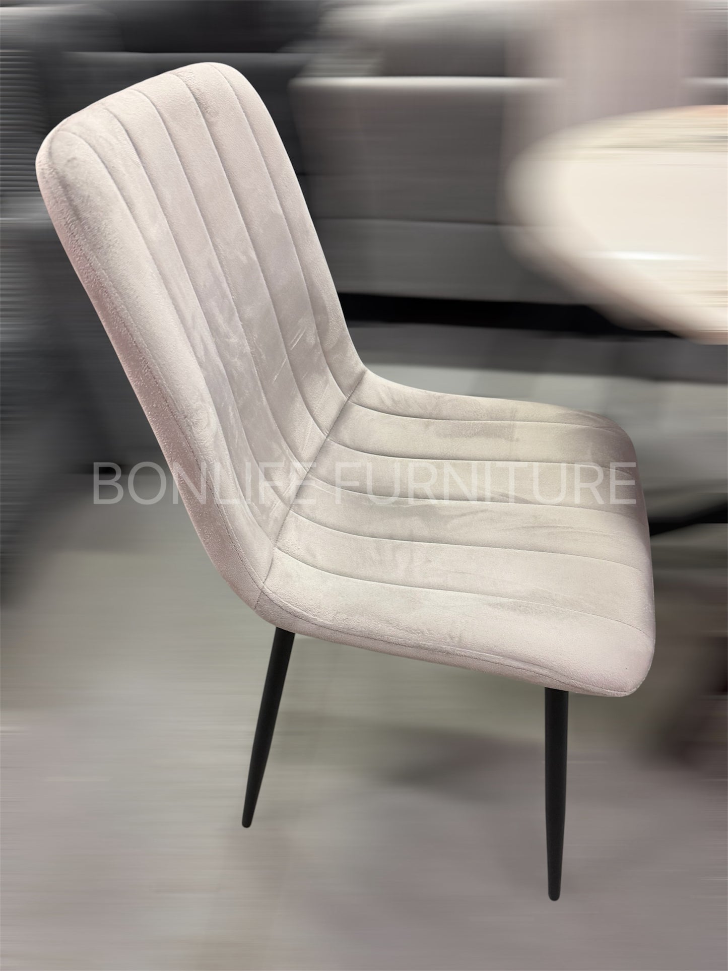 40" Round Chanel Stone Dining Table Set with 4 Velvet Chairs | Modern 5-Piece Dining Set-I1650(1473C)