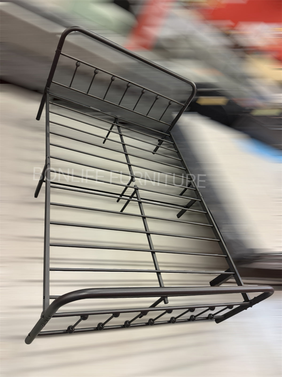 Black Steel Platform Bed Frame-I5252