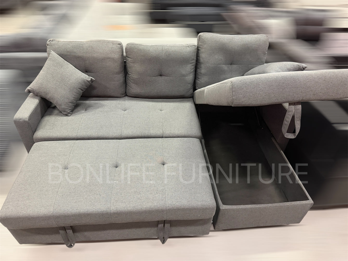 Convertible Reversible Sectional Sofa Bed with Storage-D1866