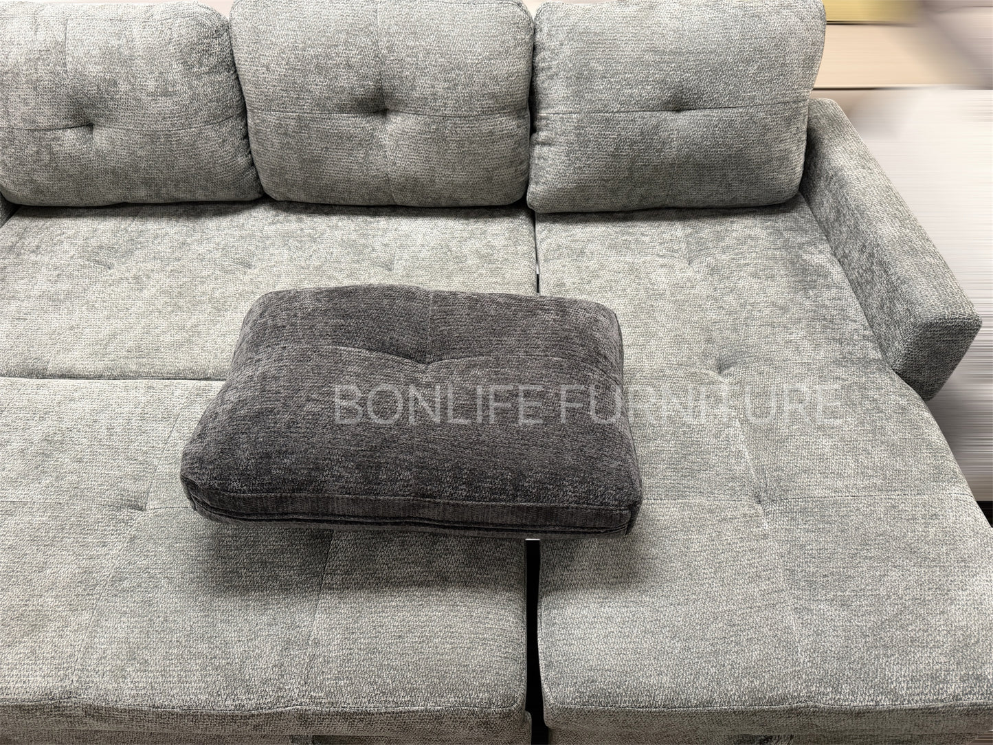 83" Pull-Out Sofa Bed with Reversible Storage Chaise-BS