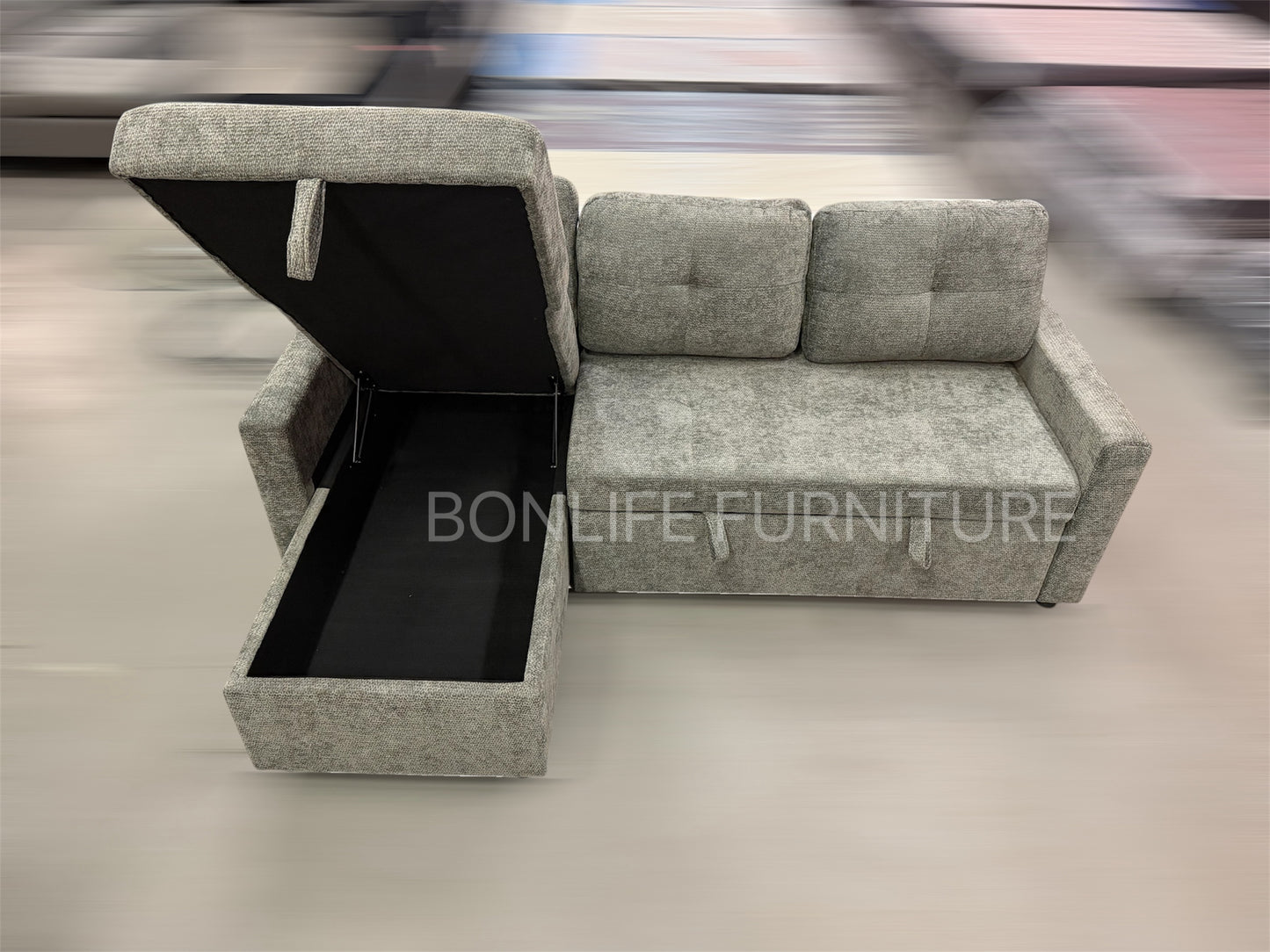 83" Pull-Out Sofa Bed with Reversible Storage Chaise-BS