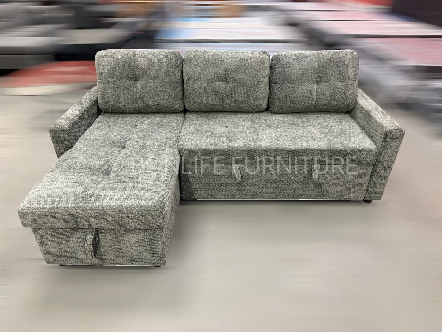 83" Pull-Out Sofa Bed with Reversible Storage Chaise-BS
