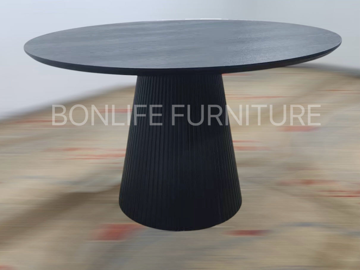 48" Round Black Dining Table Set with 4 Upholstered Chairs-I1642