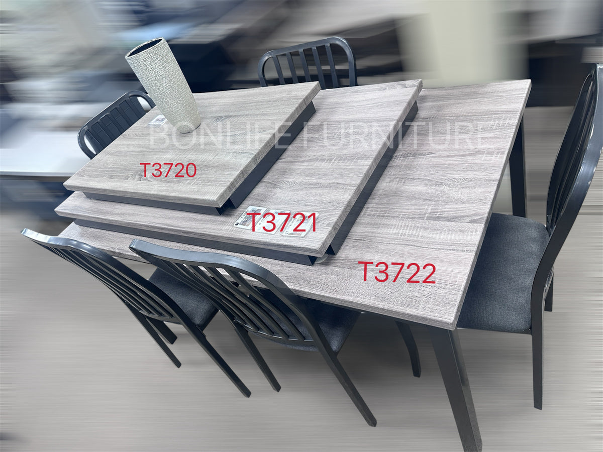 60" Light Grey 7-Piece Dining Set with Linen Fabric Chairs – Modern Dining Table Set-T3722