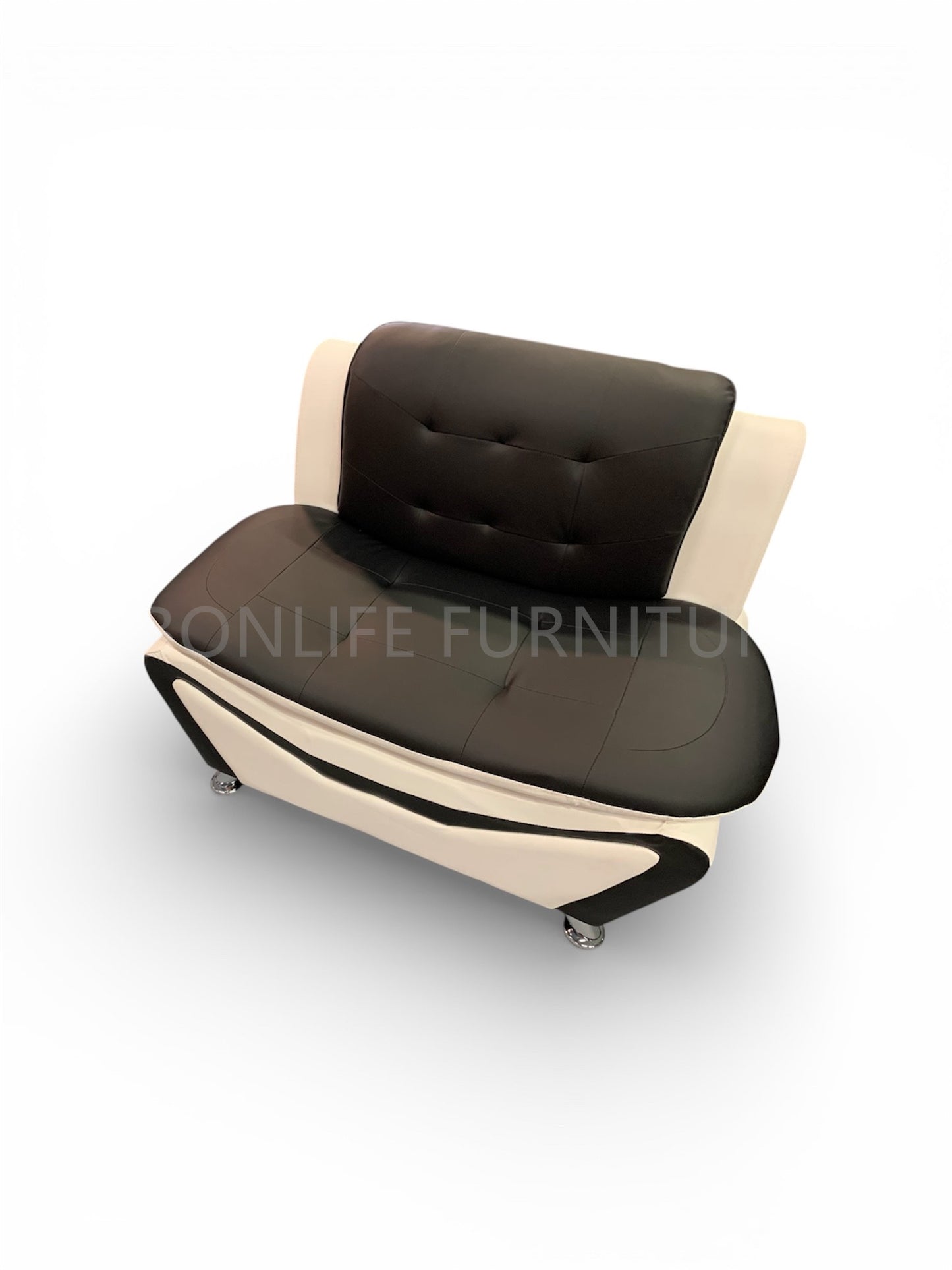 Black & White PU Leather Sofa Set – 3-Piece Modern Living Room Set-AUCKLAND