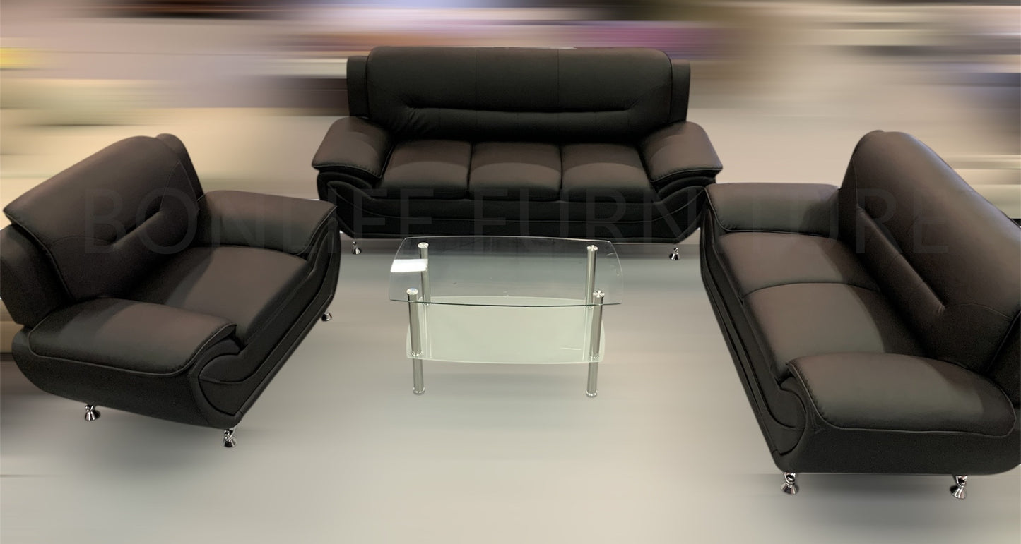 PU Leather Sofa Set – 3-Piece Sofa, Loveseat & Chair-FELIX