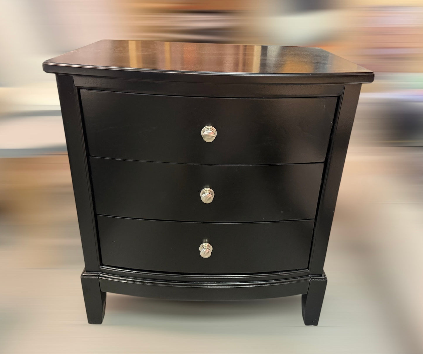 Luxury Solid Wood 3-Drawer Nightstand – Black Finish (Sample Clearance)