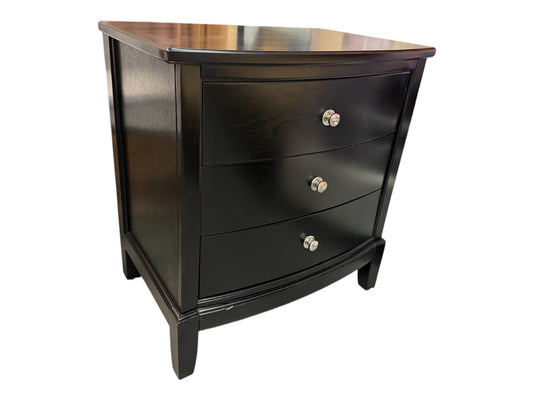 Luxury Solid Wood 3-Drawer Nightstand – Black Finish (Sample Clearance)