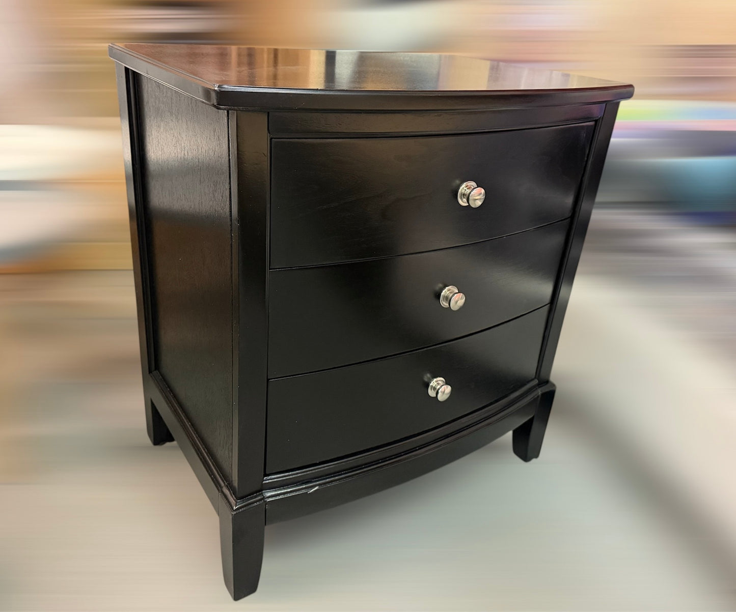 Luxury Solid Wood 3-Drawer Nightstand – Black Finish (Sample Clearance)