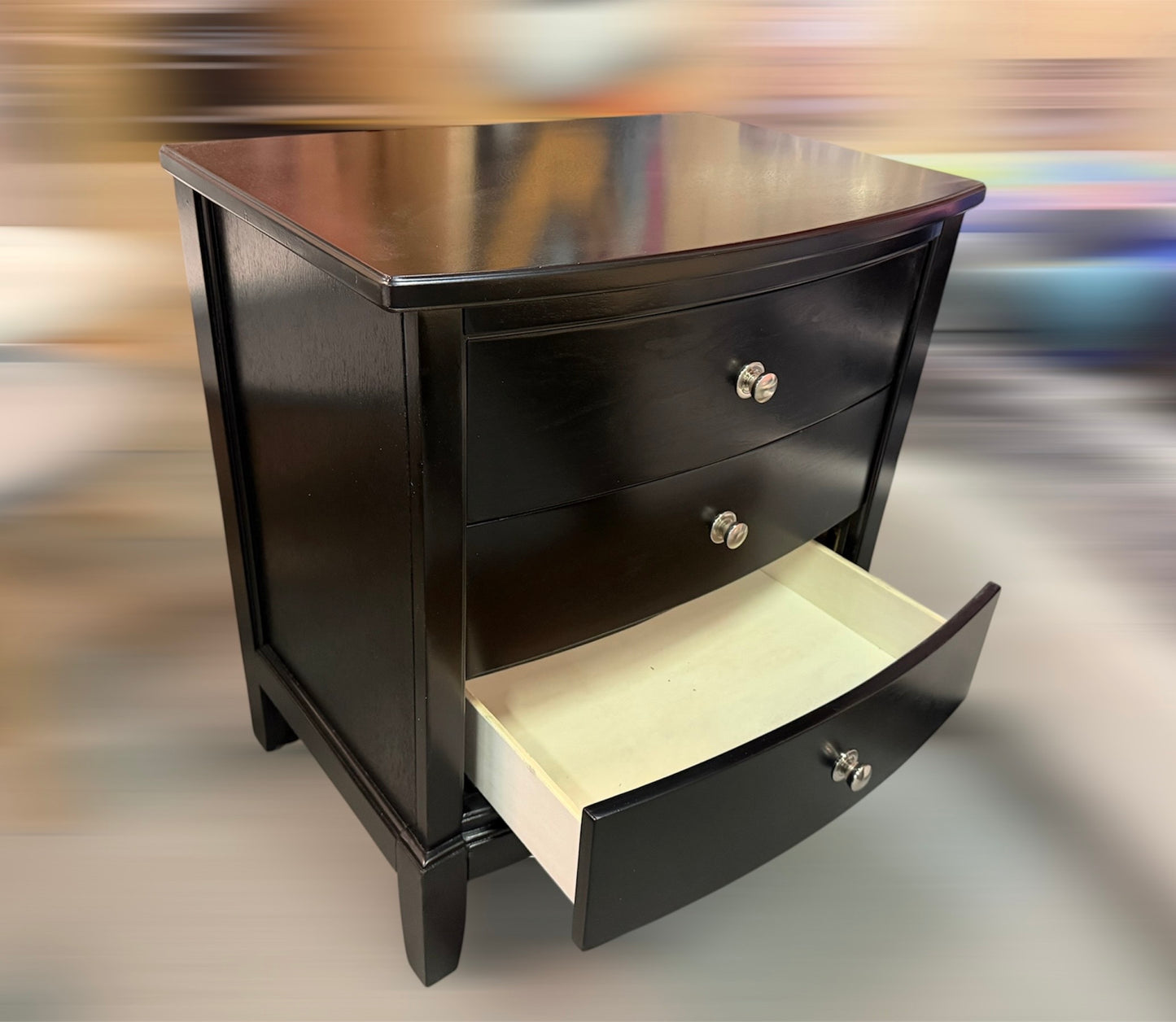 Luxury Solid Wood 3-Drawer Nightstand – Black Finish (Sample Clearance)