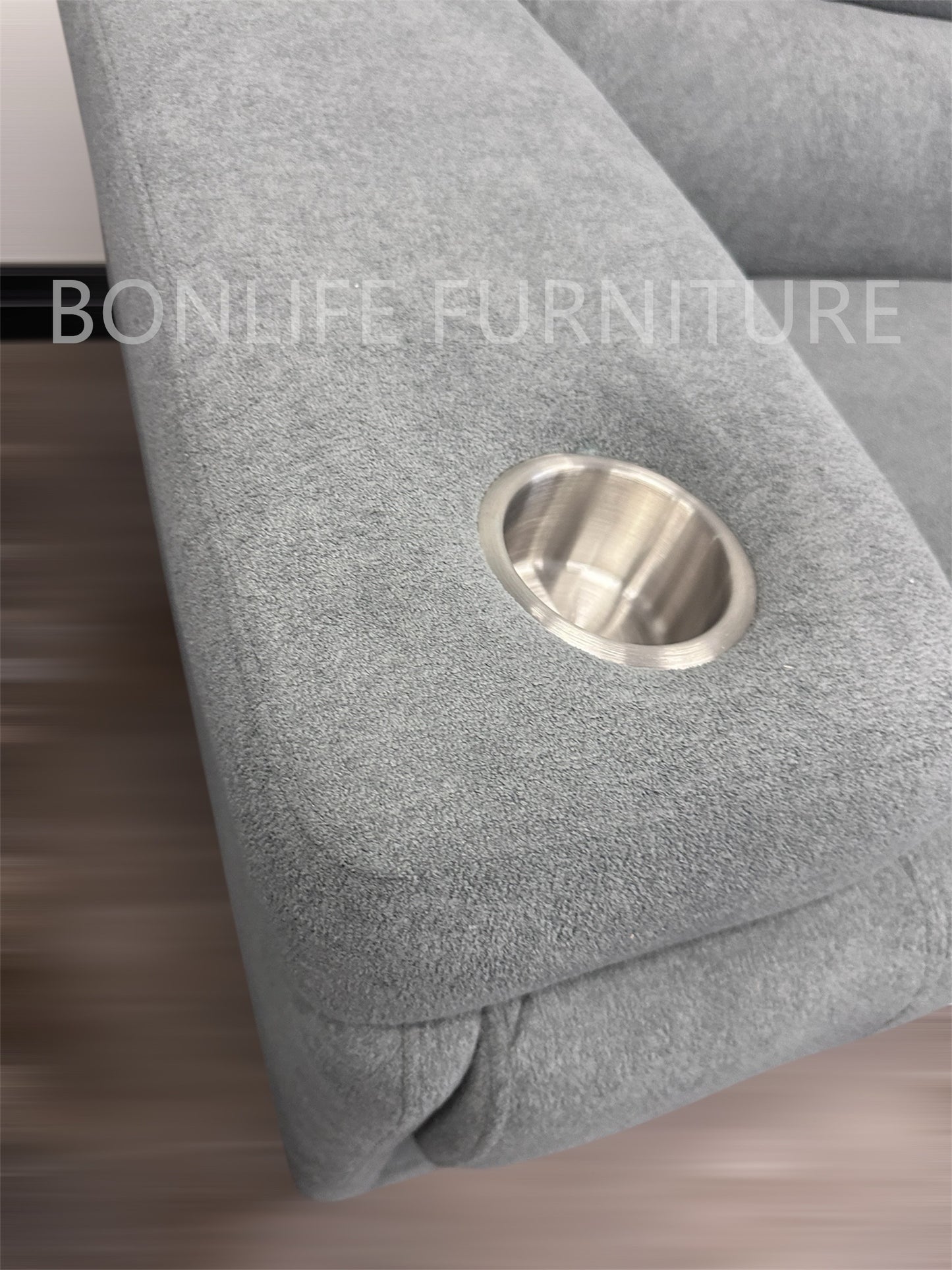 Teddy Fabric Reversible Sectional Sofa with Wireless Charging -D2502