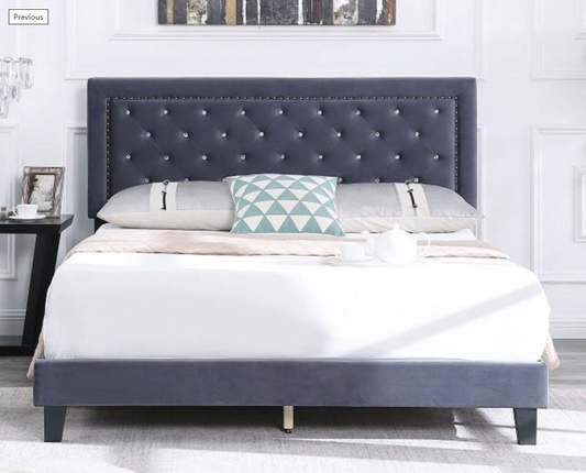 Velvet Upholstered Platform Bed-SOLO