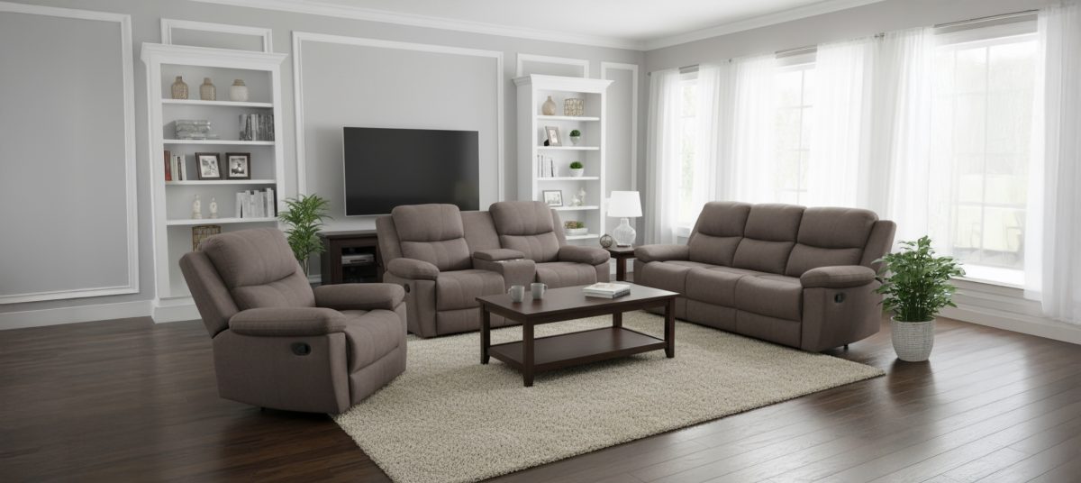 Manual Reclining Sofa, Loveseat & Chair – Fabric Upholstery-T1333