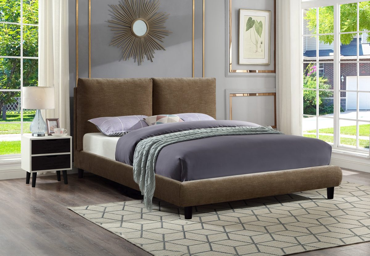 Modern Chenille Upholstered Platform Bed – Low Profile Bed Frame-T2246