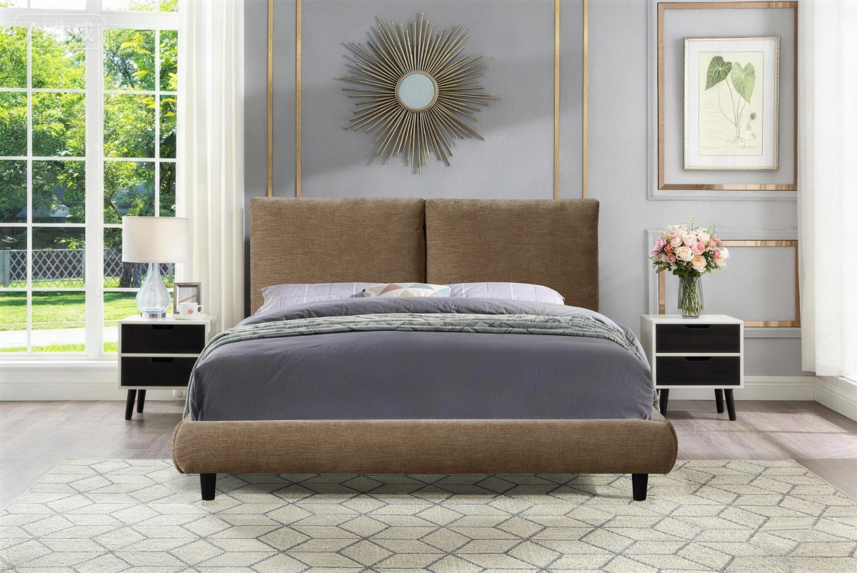 Modern Chenille Upholstered Platform Bed – Low Profile Bed Frame-T2246