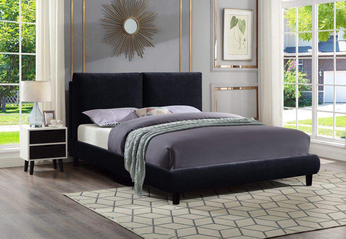 Modern Chenille Upholstered Platform Bed – Low Profile Bed Frame-T2246