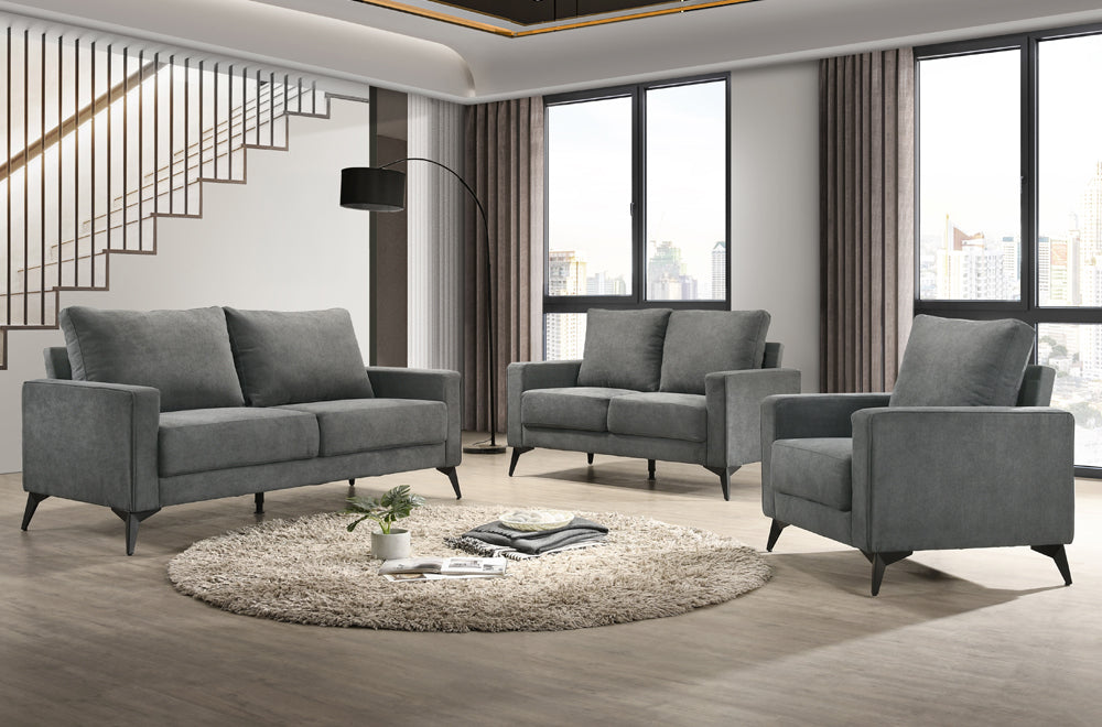 Modern Fabric Sofa Set with Memory Foam & Metal Legs-T1176Linen