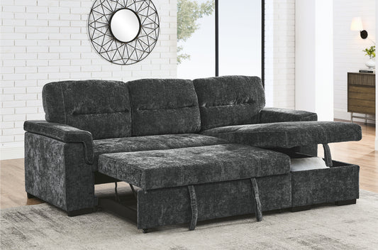 Reversible Sectional Sofa with Pull-Out Bed and Storage-T1218