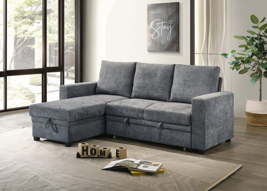 Modern Pull-Out Sofa Bed Sectional with Storage – Reversible Chaise-T1248