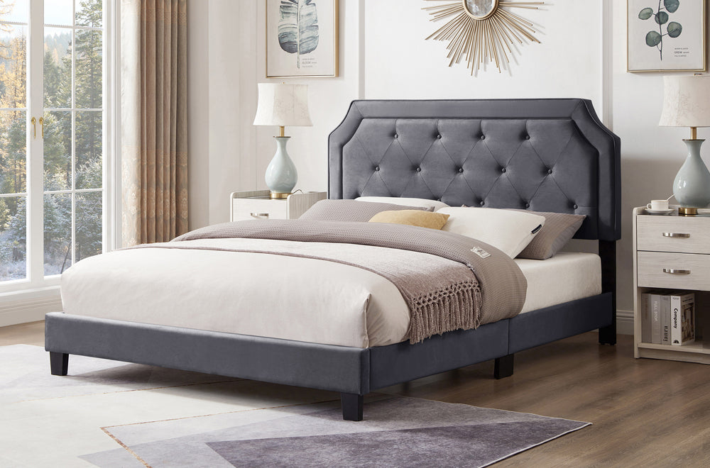 Modern Velvet Tufted Platform Bed-T2108