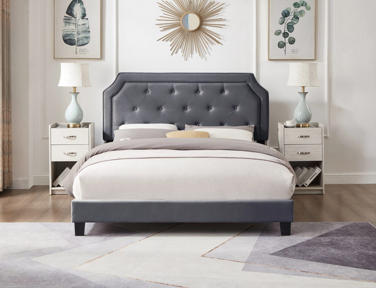 Modern Velvet Tufted Platform Bed-T2108