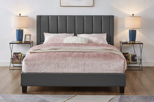 Upholstered Platform Bed with Channel Tufted Headboard-T2177