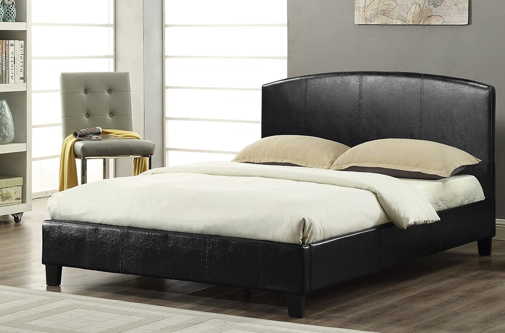 Leatherette-Clad Platform Bed-T2350