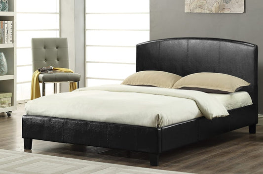 Leatherette-Clad Platform Bed-T2350
