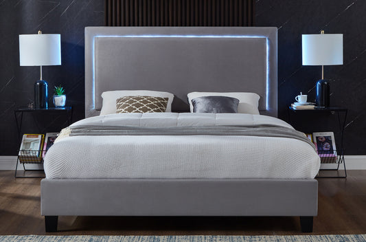 Velvet Upholstered Platform Bed-T2365